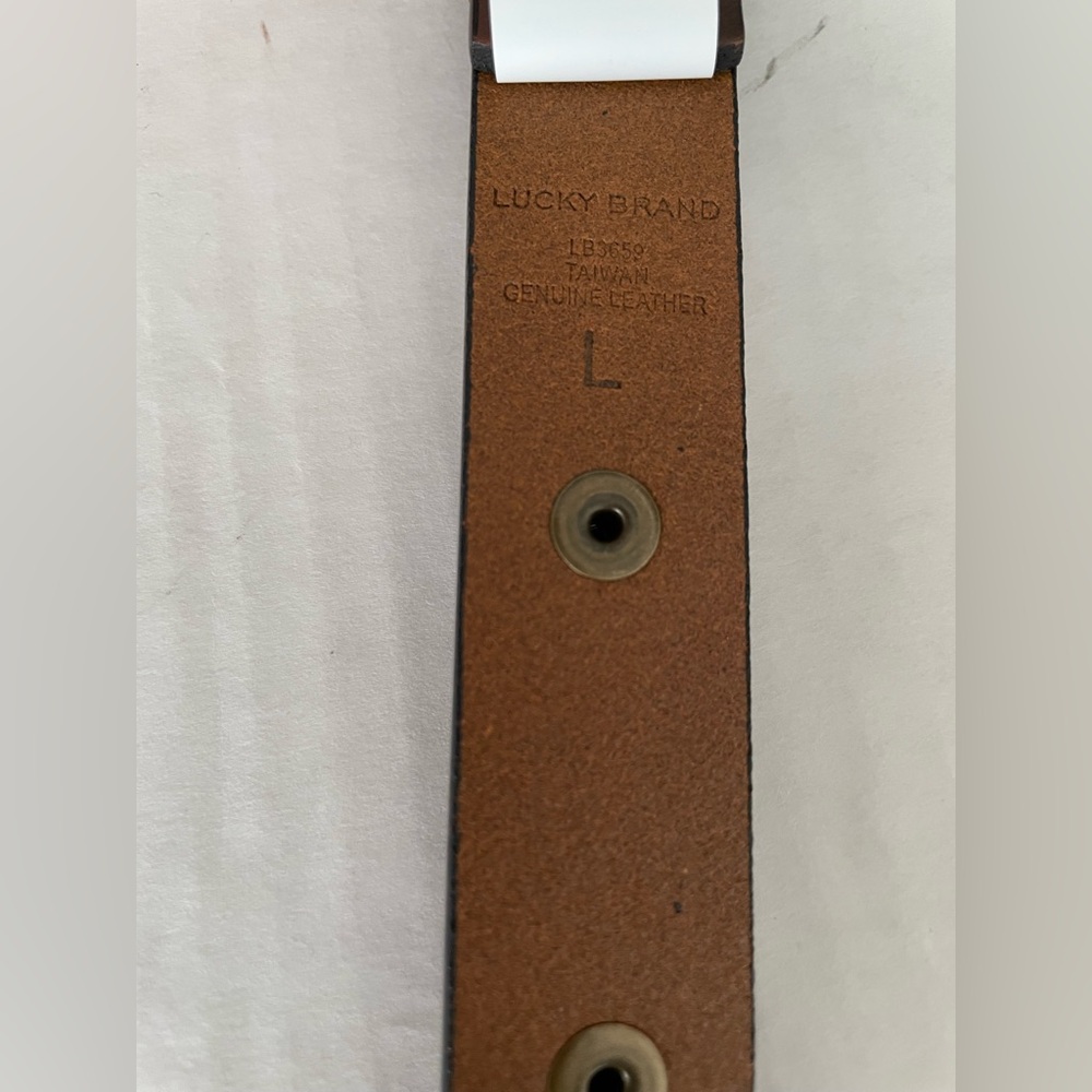 Lucky Brand Brown Leather Belt with Gold Tone Buckle - Picture 7 of 8